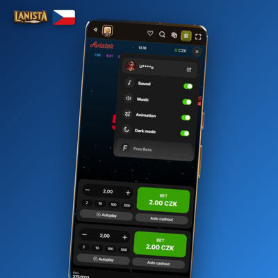 Nastavení auto-cashout na 1,80x v Aviator online hře Lanista Kasino