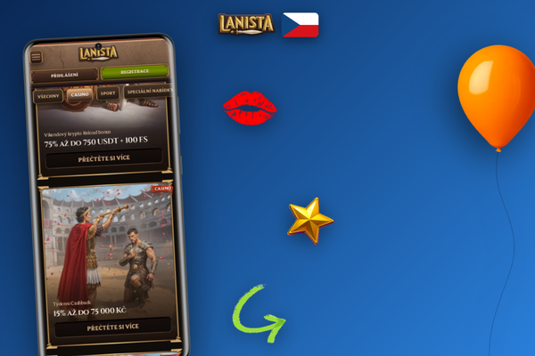Mobilní rozhraní Lanista Kasino s promo kódem LANISTART v poli pokladny